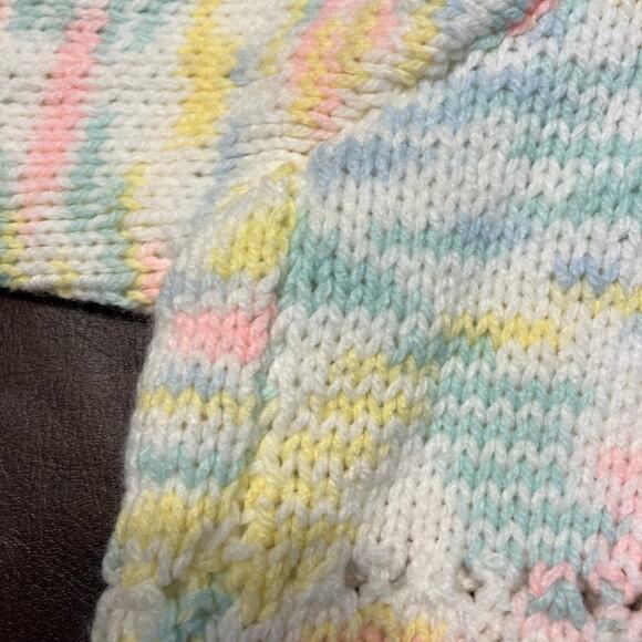 Handmade Baby Girl Knit Cardigan Sweater Ribbon Tie 12 Month Vintage - Picture 5 of 13